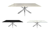 Miles Silver With White Marble Dining Table - 90cm x 180cm V292-DT-MLS-SILVERBASE-WHITEMARBLE