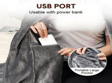 Electric Heated Blanket Washable 10W Heated Soft Thermal Zipper Shawl Wraps USB Charging Winter V985-HEATEDBLANKET