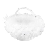 White Flower Girl Basket Petal Beads Decoration Handheld Bridesmaid Scattering Wedding Basket V1294-YM0706-3115230069611