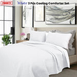 Shangri La 2000TC White Cooling Embroidered 3 Pcs Comforter Set King V442-KIT-COMFORTER-COOLING-WHITE-KI