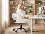 Artiss Armless Office Chair with Wheels, Ergonomic PU Leather Office Desk Chair, Height Adjustable OCHAIR-M-1142-PU-WH