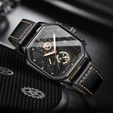 Waterproof Luminous Square Quartz Watch In Black Steel And Rose Gold - 30M PRL-5096343060DBT