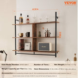 VEVOR Industrial Pipe Shelf 3 Tier 41.5x9.84in Wall-Mount for Kitchen Bedroom V952-JSGZWJYGHMBHZ7W6FV0