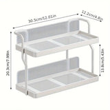 Two-Tier Kitchen Storage Rack Organizer in White with Removable Trays, 30.5x12.2x20.3cm LSB-59221