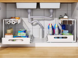CARLA HOME 2 pack Under Sink Organiser with Sliding Drawers & 2 tier for Kitchen & Bathroom V178-36342