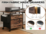 Artiss 2 Fabric Drawer File Cabinet Printer Stand Rolling File Cabinet with Side Bag MET-FC-25155-RB