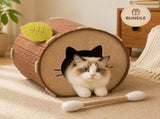 Felt Cat Cave Bed with Catnip Stick Toy 2 Piece Set - Leaf Shaped Cat House Tunnel Bed with V888-ELOSUNG54973