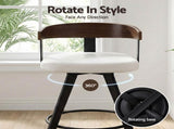 4x Artiss Bar Stools Swivel Kitchen Chairs Metal Legs Bentwood Counter White PU BA-TW-W0100-WHX4