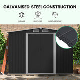 PlantCraft Galvanised Steel Garden Shed 2.58 x 3.13 x 2.02m, with 2 Sliding Doors, 4 Air Vents, V219-GSDSTLPC80GA