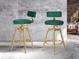 Levede 1x Bar Stools Velvet Kitchen Green BR1042-GN