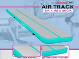 Powertrain Airtrack 20cm Thick 6m x 1m Inflatable Gymnastics Tumbling Mat Air Track - Green IFM-XBO-006-GN