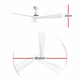 Devanti 52" Ceiling Fan Modern Minimalism 3 Blades 6 Speeds DC Motor Remote CF-C-52NL-3B-BM-WH