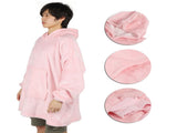 Hooded Blanket Fleece Flannel Hoodie Warm Clothes with Pocket Oversized Free SizePink V1294-YM0901-3117200157812