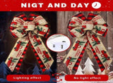 4 Pcs 10 x 18 Inch Christmas Buffalo Plaid LED Wreath Bow, Burlap Red Black Truck Pattern Lighted V1259-DP01-A-4847