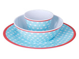 3 Piece Set of Salad Tableware Fruit Snack Plate Bowl and Cup Set Salad TablewareLight Blue Dots V1294-YM0523-3118210289912
