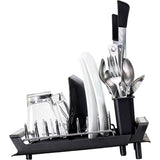 Expandable Kitchen Dish Sink Drainer With Pouring Spout, Cutlery Holder, Plastic Foldable V1188-MS-227-2029