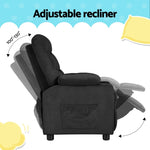 Keezi Kids Recliner Chair Black Velvet Sofa Lounge Couch Children Charis Armchair KID-RECLINER-SIDE-BK