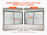 Bathtub Shower Door, 1422-1524 mm x 1524 mm, Semi-Frameless Double Sliding Tub Door, Semi-Frameless V952-TLYGM60W62HIYDJ1GV0