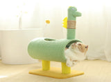 Green Dinosaur-Theme Cat Tree with Tunnel - Multi-Functional Cat Scratching Post and Playhouse V888-ELOSUNG13621