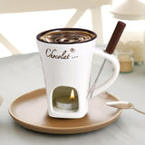 Tealight Fondue Set, Ceramic Melting Pot for Chocolate and Dessert Beige V1237-ZY-203-0335