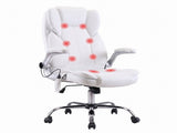 Artiss 8 Point Massage Office Chair PU Leather White MOC-1223-WH