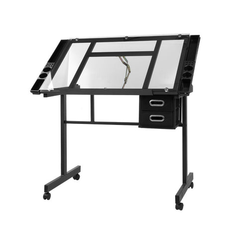 Artiss Drawing Desk Drafting Table Black DRAW-DESK-03-SI