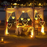 Waterproof Heart-Shaped LED Curtain String Lights V728-PBHF02677