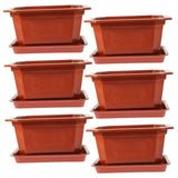 6Sets Garden Plastic Planter Pots Dark Red for Home and Office Use V1369-AZ3-W-20611
