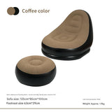 Coffee And Black Patchwork Portable Inflatable Chair with Ottoman - Waterproof Flocked Lazy V888-ELOSUNG17118