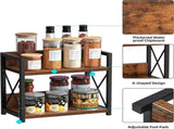 CARLA HOME 2-Tier Countertop Shelf Organizer Rustic Wood Kitchen Spice Rack for Storage, Condiments V178-36177