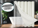 230gsm Waffle Shower Curtain Beige Bath Curtain with Weighted Hem for Cloakroom and Shower Room V1294-YM0901-YM888YBTMSY04V24W0101