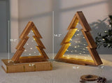 2Pcs Wood Christmas Tabletop with Lights, Christmas Tree Table Centerpiece, Xmas Tree Modern V1189-WXFWAL-20260319-00899