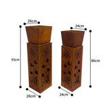 Set 2 Nested Square Pilla Rust 'Sunsihine' Planters 93cm, 86cm V637-48101PLN