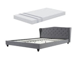 Artiss and BedStory Double Bed Frame and Mattress Set Memory Foam Cooling Gel Medium Soft Tufted BFRAME-SET-PIER-XFMA-D