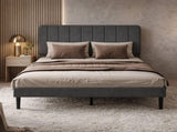 Levede Double Bed Frame Upholstered Adjustable Headboard Bed Platform Dark Grey BF1083-DGY-AU