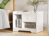 Artiss Bedside Table Drawer Nightstand Side End Table Storage Open Shelf White FURNI-N-BS02-WH