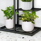 SOGA 2X 8 Tier 9 Pots Black Metal Plant Stand Flowerpot Display Shelf Rack Indoor Home Office Decor FPOTH06X2