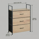 CARLA HOME 3 Drawer Tallboy Large Storage Cabinet - Brown - Rustic - Steel - Chest Drawers Tallboy V178-36453