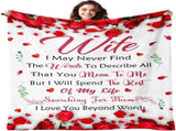 Romantic Rose Print Fleece Blanket for Wife, Soft Cozy Throw for Valentines Day Anniversary V1107-CS-QZMTD