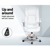 Artiss Executive Office Chair Leather Tilt White OCHAIR-G-9314-WH