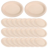 Versatile Oval Beige Paper Pulp Plates for Various Occasions 50Pcs V1369-AZ3-W-18537