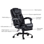 Artiss 2 Point Massage Office Chair PU Leather Footrest Black MOC-9MJ-2P-BK