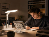 White 360 Degree Rotating Tablet Stand and Foldable LED Desk Lamp Study Set Adjustable Reading Light V888-ELOSUNG54237