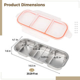 4PCS 304 Stainless Steel Bento Boxes Set, 3-Compartment, 20.29 fl oz, Leak-Proof, Divided Food V1369-AZ3-W-08743
