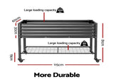 Green Fingers Mobile Raised Garden Bed With Wheels Storage Shelf 81cm Height for Vegetables Herb GARDEN-AG-PLAT-BK