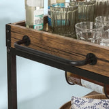 Industrial Vintage Style Wood Metal 3 Tiers Kitchen Serving Trolley with Wine Rack V178-88889