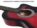 Karrera 38in Pro Cutaway Acoustic Guitar with Carry Bag - Red Burst CC38-PRO-SRD