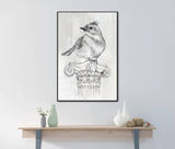 Bird on Column Framed Canvas 90cm V637-E592483