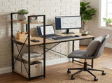 CARLA HOME Computer Desk with 4 Shelf Bookcase - Steel - Brown - Rustic - Office Desk Computer V178-36430