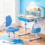 Keezi Kids Study Desk Chair Set Adjustable Ergonomic Table LED Lamp Blue KTC-A-STU-FA-BL